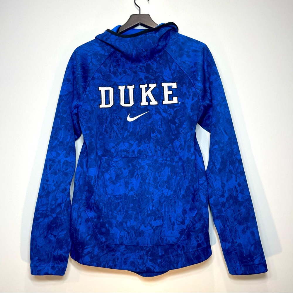 NIKE Authentic Embroidered Duke Hoodie Pullover Men's Sweatshirt Blue Size Small